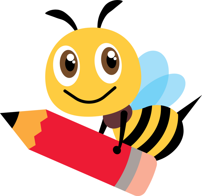 Bee Holding a Pencil